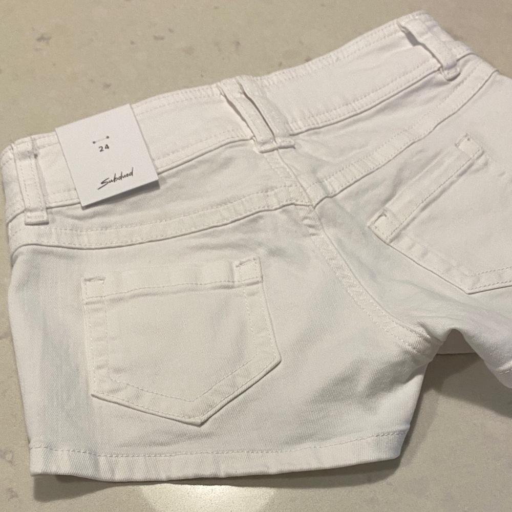 White Women's Denim Jean Shorts - Subdued